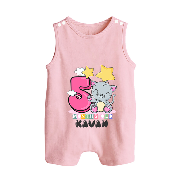 Custom Baby Romper Suit/ Sleeveless Romper for 5 Month Milestone | Soft Cotton Romper Suit/ Sleeveless Romper | Personalized Name Print - BABY PINK - 0 - 5 Months Old (Chest 18")