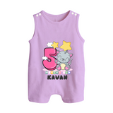 Custom Baby Romper Suit/ Sleeveless Romper for 5 Month Milestone | Soft Cotton Romper Suit/ Sleeveless Romper | Personalized Name Print - LILAC - 0 - 5 Months Old (Chest 18")