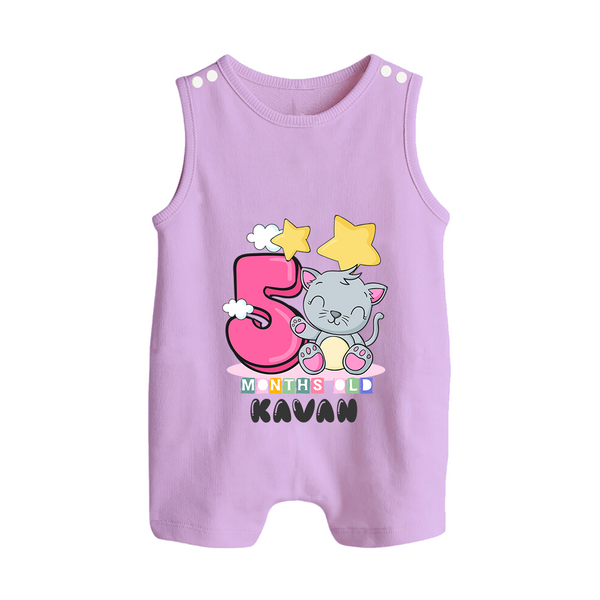 Custom Baby Romper Suit/ Sleeveless Romper for 5 Month Milestone | Soft Cotton Romper Suit/ Sleeveless Romper | Personalized Name Print - LILAC - 0 - 5 Months Old (Chest 18")