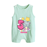 Make Your BabyÕs 5th Month Extra Special With Our Customized Baby Romper Suit - MINT GREEN - 0 - 5 Months Old (Chest 18")