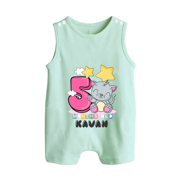 Custom Baby Romper Suit/ Sleeveless Romper for 5 Month Milestone | Soft Cotton Romper Suit/ Sleeveless Romper | Personalized Name Print - MINT GREEN - 0 - 5 Months Old (Chest 18")