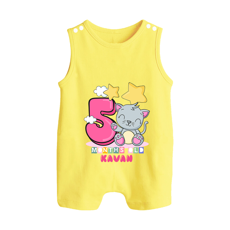 Make Your BabyÕs 5th Month Extra Special With Our Customized Baby Romper Suit - PASTEL YELLOW - 0 - 5 Months Old (Chest 18")