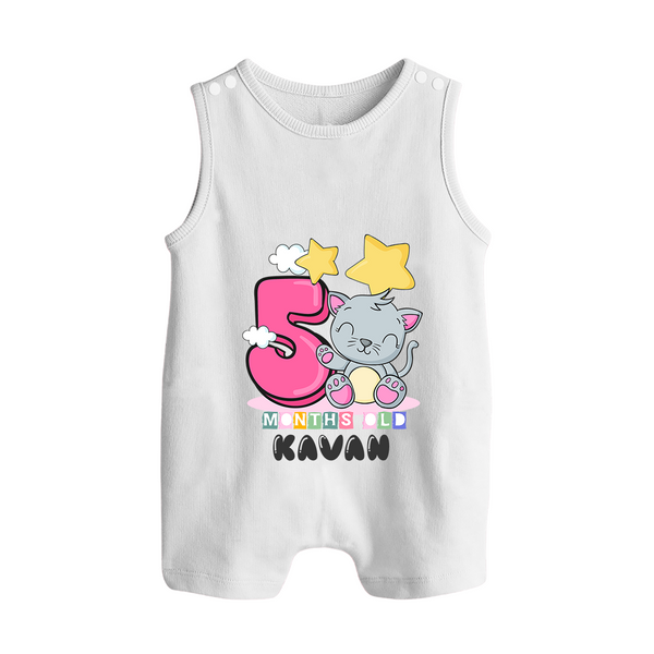 Custom Baby Romper Suit/ Sleeveless Romper for 5 Month Milestone | Soft Cotton Romper Suit/ Sleeveless Romper | Personalized Name Print - WHITE - 0 - 5 Months Old (Chest 18")