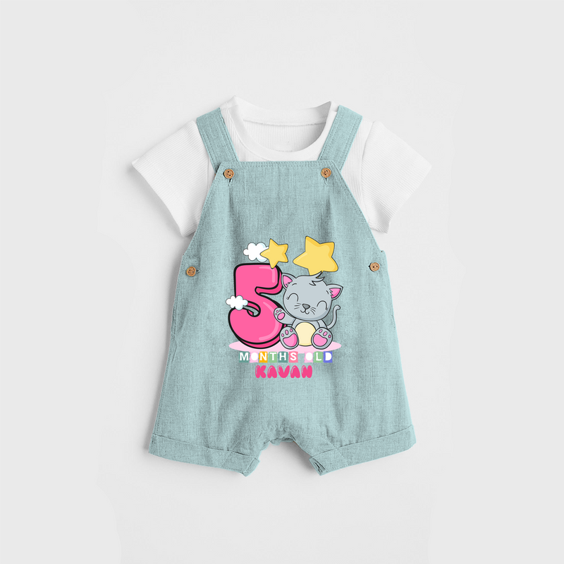 Celebrate The Fifth Month Birthday Customised Dungaree set - ARCTIC BLUE - 0 - 5 Months Old (Chest 17")