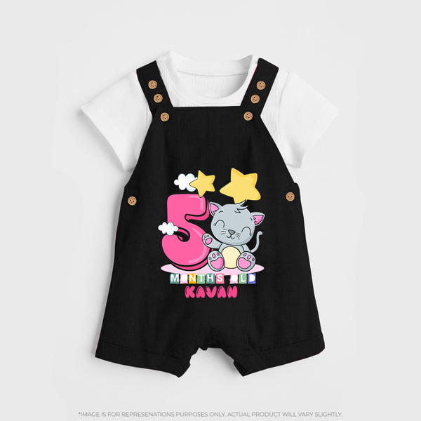 Make Your BabyÕs 5th Month Extra Special With Our Customized Baby Dungaree Set - BLACK - 0 - 5 Months Old (Chest 18")