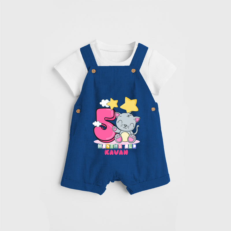 Celebrate The Fifth Month Birthday Customised Dungaree set - COBALT BLUE - 0 - 5 Months Old (Chest 17")