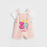 Celebrate The Fifth Month Birthday Customised Dungaree set - PEACH - 0 - 5 Months Old (Chest 17")