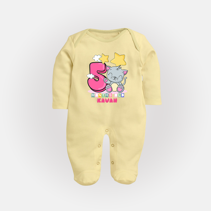 Make Your BabyÕs 5th Month Extra Special With Our Customized Baby Sleep Suit - PASTEL YELLOW - New Born (Chest 7.5")