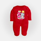 Make Your BabyÕs 5th Month Extra Special With Our Customized Baby Sleep Suit - RED - New Born (Chest 7.5")