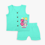 Celebrate The Fifth Month Birthday Customised Jabla set - AQUA GREEN - 0 - 3 Months Old (Chest 9.8")