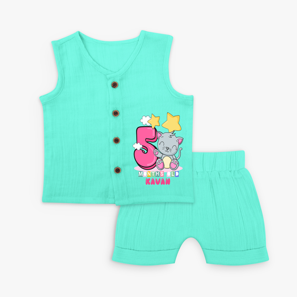 Celebrate The Fifth Month Birthday Customised Jabla set - AQUA GREEN - 0 - 3 Months Old (Chest 9.8")