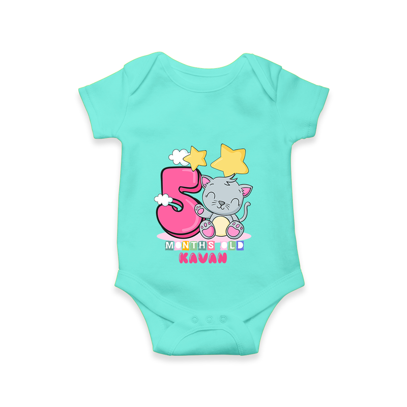 Celebrate The Fifth Month Birthday Customised Romper - ARCTIC BLUE - 0 - 3 Months Old (Chest 16")