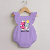 Custom Baby Romper Frock for 5 Month Milestone | Soft Cotton Romper Frock | Personalized Name Print - LILAC - 0 - 3 Months Old (Chest 19")