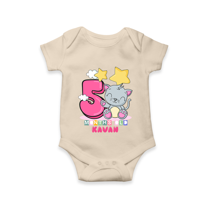 Make Your BabyÕs 5th Month Extra Special With Our Customized Baby Romper - IVORY - 0 - 3 Months Old (Chest 16")