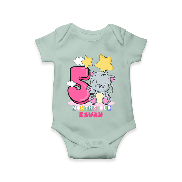 Celebrate The Fifth Month Birthday Customised  Romper - MINT GREEN - 0 - 3 Months Old (Chest 16")