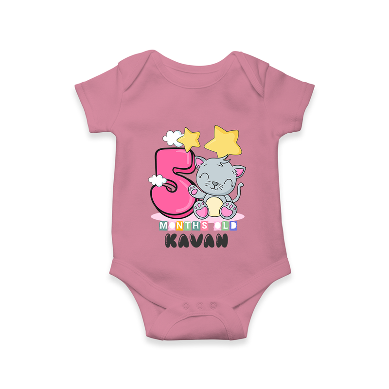 Custom Baby Romper/Onesie for 5 Month Milestone | Soft Cotton Bodysuit | Personalized Name Print - ONION - New Born (Chest 14")