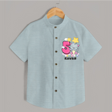 Custom Baby Shirt for 5 Month Milestone | Soft Cotton Shirt | Personalized Name Print - ARCTIC BLUE - 0 - 6 Months Old (Chest 23")