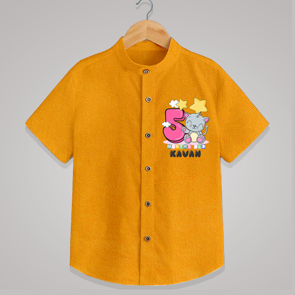 Custom Baby Shirt for 5 Month Milestone | Soft Cotton Shirt | Personalized Name Print - CHROME YELLOW - 0 - 6 Months Old (Chest 23")