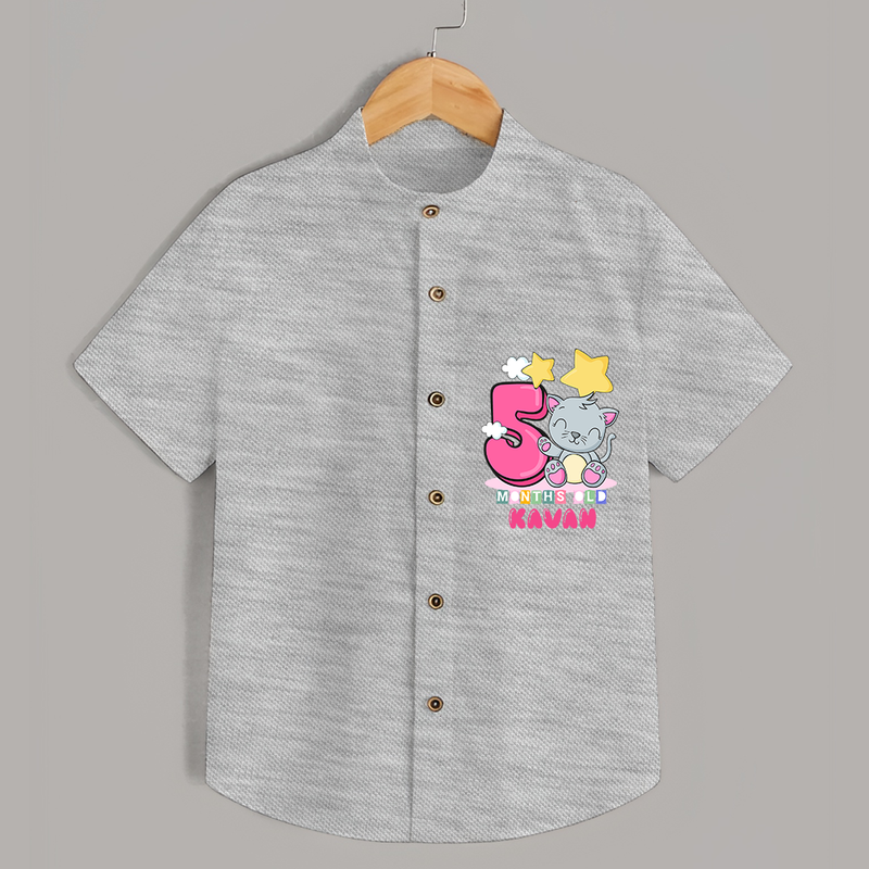 Celebrate The Fifth Month Birthday Customised Shirt - GREY MELANGE - 0 - 6 Months Old (Chest 21")