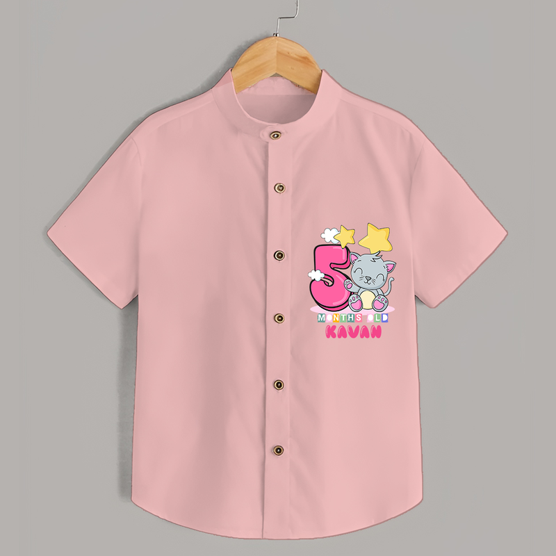 Celebrate The Fifth Month Birthday Customised Shirt - PEACH - 0 - 6 Months Old (Chest 21")