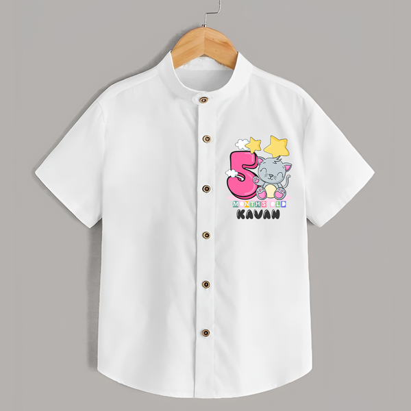 Custom Baby Shirt for 5 Month Milestone | Soft Cotton Shirt | Personalized Name Print - WHITE - 0 - 6 Months Old (Chest 23")