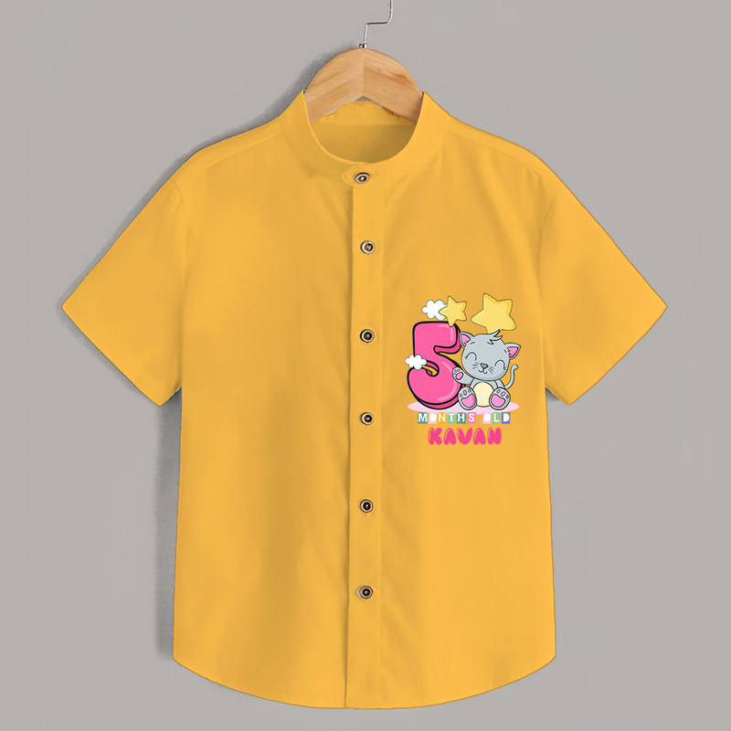 Celebrate The Fifth Month Birthday Customised Shirt - YELLOW - 0 - 6 Months Old (Chest 21")