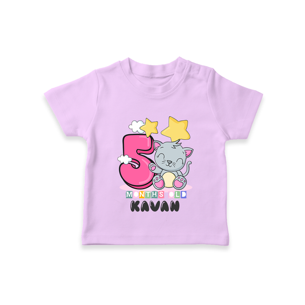 Custom Baby T-Shirt for 5 Month Milestone | Soft Cotton T-Shirt | Personalized Name Print - LILAC - 0-5 Months Old (Chest 17")