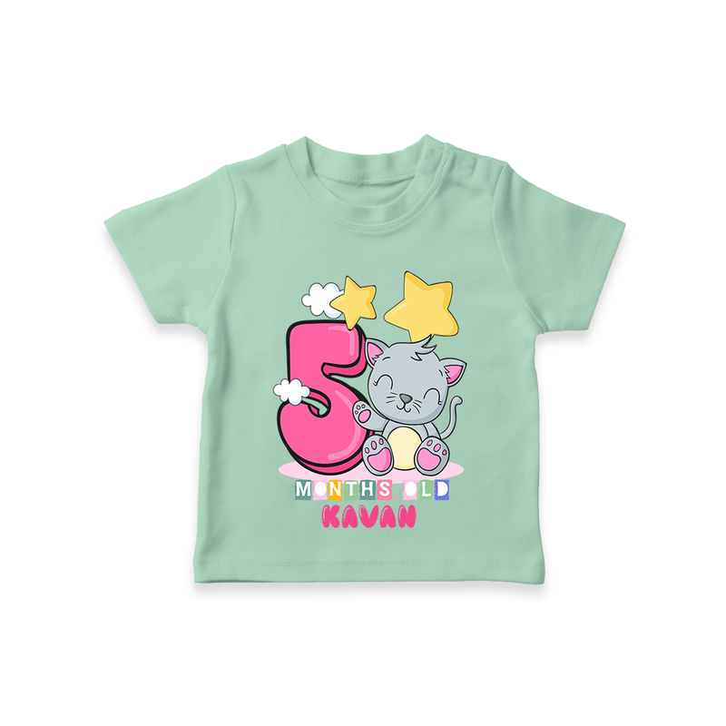 Celebrate The Fifth Month Birthday Customised T-Shirt - MINT GREEN - 0 - 5 Months Old (Chest 17")