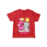 Celebrate The Fifth Month Birthday Customised T-Shirt - RED - 0 - 5 Months Old (Chest 17")