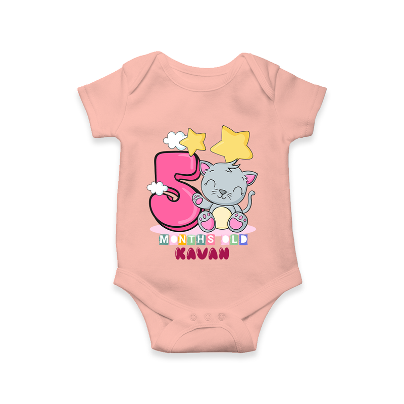 Celebrate The Fifth Month Birthday Customised Romper - PEACH - 0 - 3 Months Old (Chest 16")