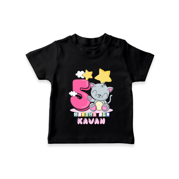 Custom Baby T-Shirt for 5 Month Milestone | Soft Cotton T-Shirt | Personalized Name Print - BLACK - 0-5 Months Old (Chest 17")