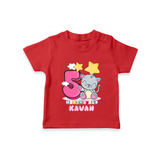Custom Baby T-Shirt for 5 Month Milestone | Soft Cotton T-Shirt | Personalized Name Print - RED - 0-5 Months Old (Chest 17")