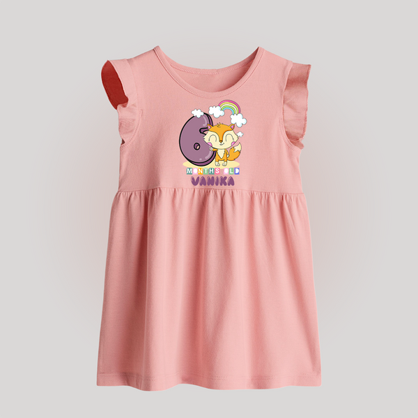 Custom Baby Baby Frock for 6 Month Milestone | Soft Cotton Baby Frock | Personalized Name Print - BABY PINK - 0 - 3 Months Old (Chest 17")