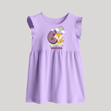 Custom Baby Baby Frock for 6 Month Milestone | Soft Cotton Baby Frock | Personalized Name Print - LILAC - 0 - 3 Months Old (Chest 17")