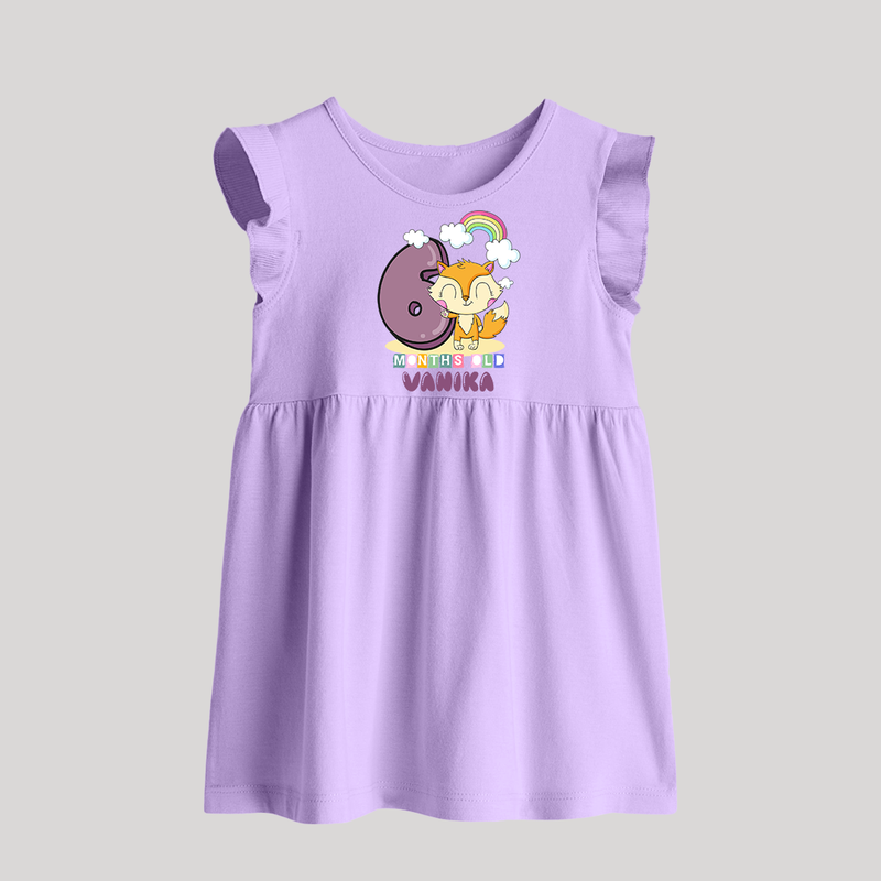 Custom Baby Baby Frock for 6 Month Milestone | Soft Cotton Baby Frock | Personalized Name Print - LILAC - 0 - 3 Months Old (Chest 17")