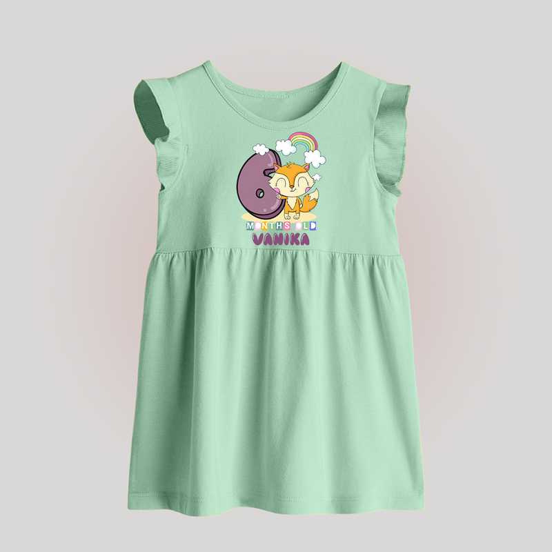 Custom Baby Baby Frock for 6 Month Milestone | Soft Cotton Baby Frock | Personalized Name Print - MINT GREEN - 0 - 3 Months Old (Chest 17")