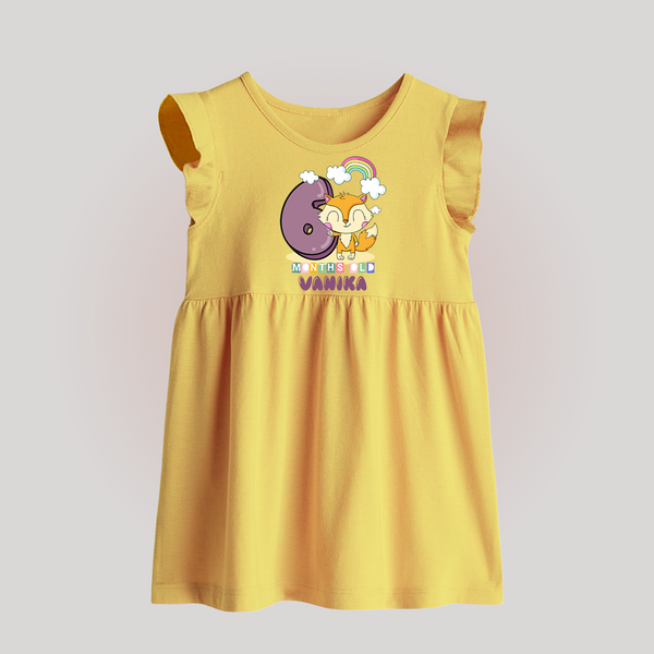 Custom Baby Baby Frock for 6 Month Milestone | Soft Cotton Baby Frock | Personalized Name Print - PASTEL YELLOW - 0 - 3 Months Old (Chest 17")