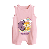 Custom Baby Romper Suit/ Sleeveless Romper for 6 Month Milestone | Soft Cotton Romper Suit/ Sleeveless Romper | Personalized Name Print - BABY PINK - 0 - 5 Months Old (Chest 18")