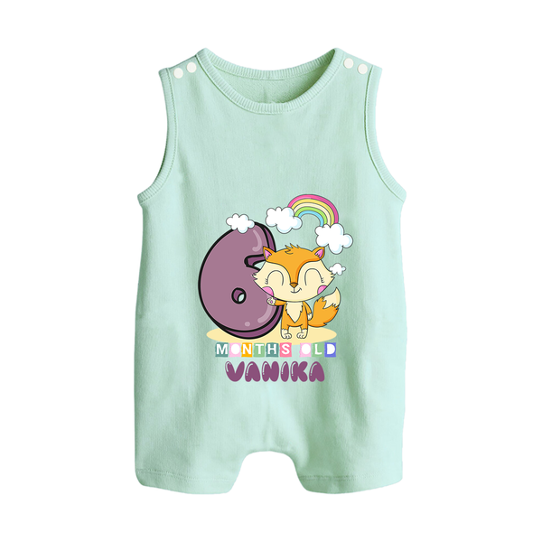 Custom Baby Romper Suit/ Sleeveless Romper for 6 Month Milestone | Soft Cotton Romper Suit/ Sleeveless Romper | Personalized Name Print - MINT GREEN - 0 - 5 Months Old (Chest 18")