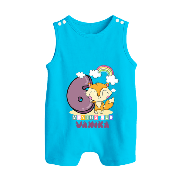 Custom Baby Romper Suit/ Sleeveless Romper for 6 Month Milestone | Soft Cotton Romper Suit/ Sleeveless Romper | Personalized Name Print - SKY BLUE - 0 - 5 Months Old (Chest 18")