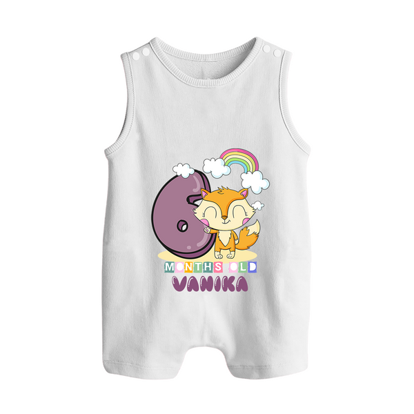 Custom Baby Romper Suit/ Sleeveless Romper for 6 Month Milestone | Soft Cotton Romper Suit/ Sleeveless Romper | Personalized Name Print - WHITE - 0 - 5 Months Old (Chest 18")