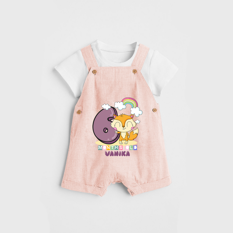 Celebrate The Sixth Month Birthday Customised Dungaree set - PEACH - 0 - 5 Months Old (Chest 17")