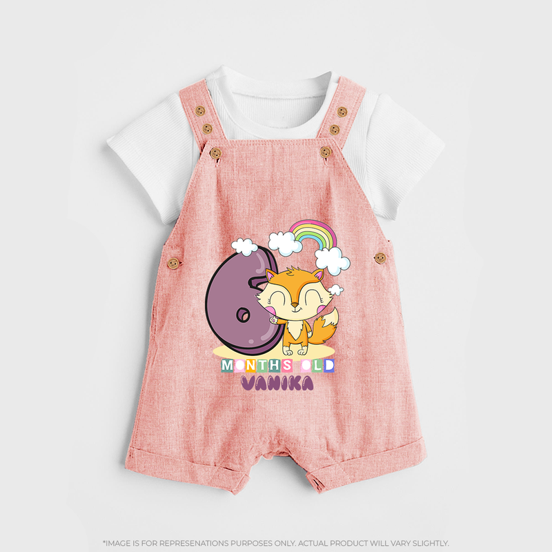 Make Your BabyÕs 6th Month Extra Special With Our Customized Baby Dungaree Set - PEACH - 0 - 5 Months Old (Chest 18")