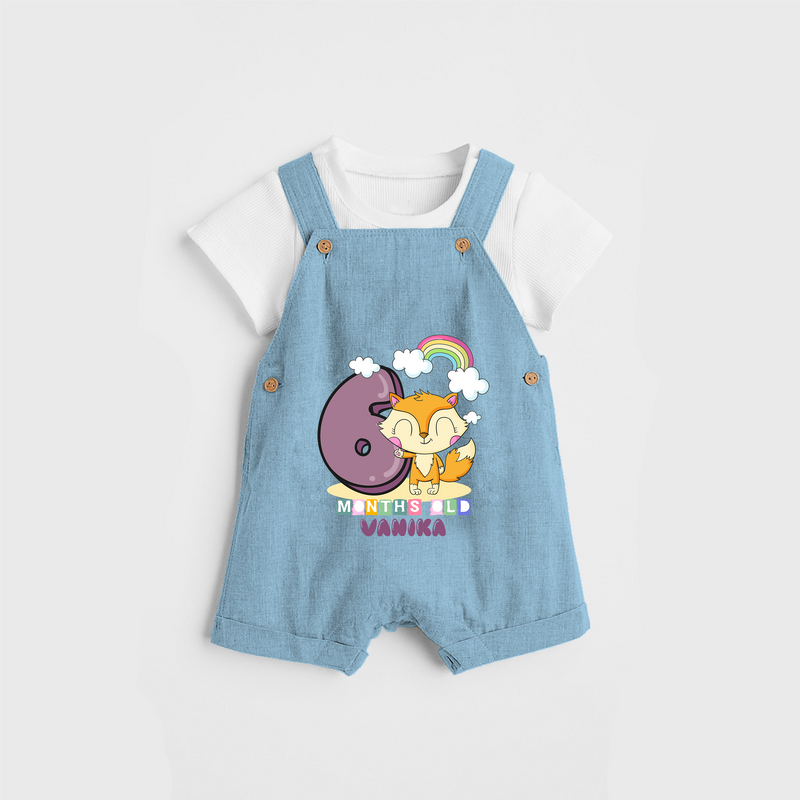 Celebrate The Sixth Month Birthday Customised Dungaree set - SKY BLUE - 0 - 5 Months Old (Chest 17")