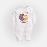 Make Your BabyÕs 6th Month Extra Special With Our Customized Baby Sleep Suit - WHITE - New Born (Chest 7.5")