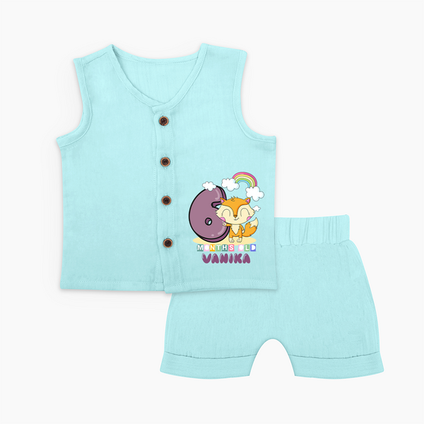 Custom Baby Jabla Set for 6 Month Milestone | Soft Cotton Jabla Set | Personalized Name Print - BABY BLUE - 0 - 3 Months Old (Chest 9.8")