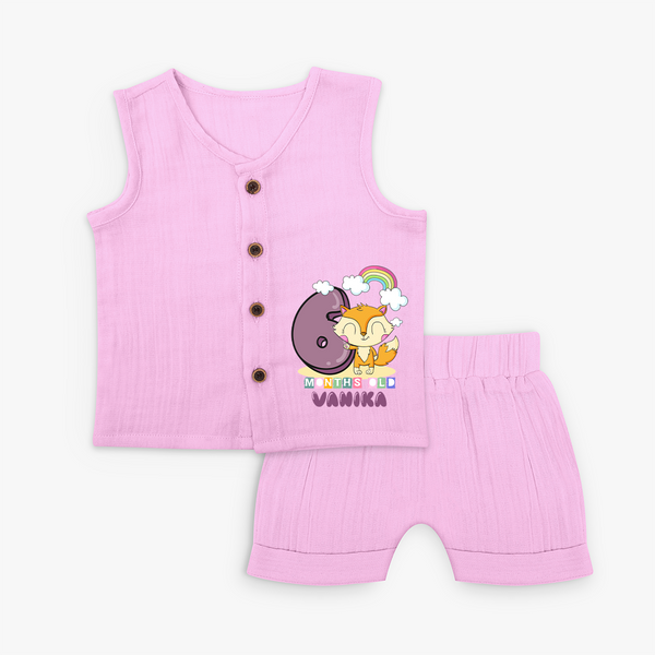 Custom Baby Jabla Set for 6 Month Milestone | Soft Cotton Jabla Set | Personalized Name Print - BABY PINK - 0 - 3 Months Old (Chest 9.8")