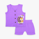 Celebrate The Sixth Month Birthday Customised Jabla set - PURPLE - 0 - 3 Months Old (Chest 9.8")
