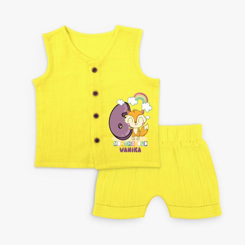Celebrate The Sixth Month Birthday Customised Jabla set - YELLOW - 0 - 3 Months Old (Chest 9.8")