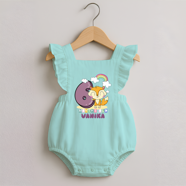 Custom Baby Romper Frock for 6 Month Milestone | Soft Cotton Romper Frock | Personalized Name Print - MINT GREEN - 0 - 3 Months Old (Chest 19")